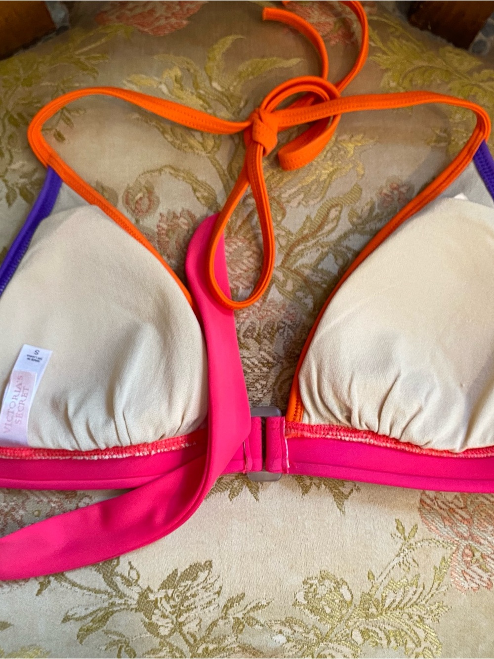 Victoria's Secret Vivid Purple Orange Pink Bikini Top S & Swim Skirt M Beach Set - Picture 10 of 13